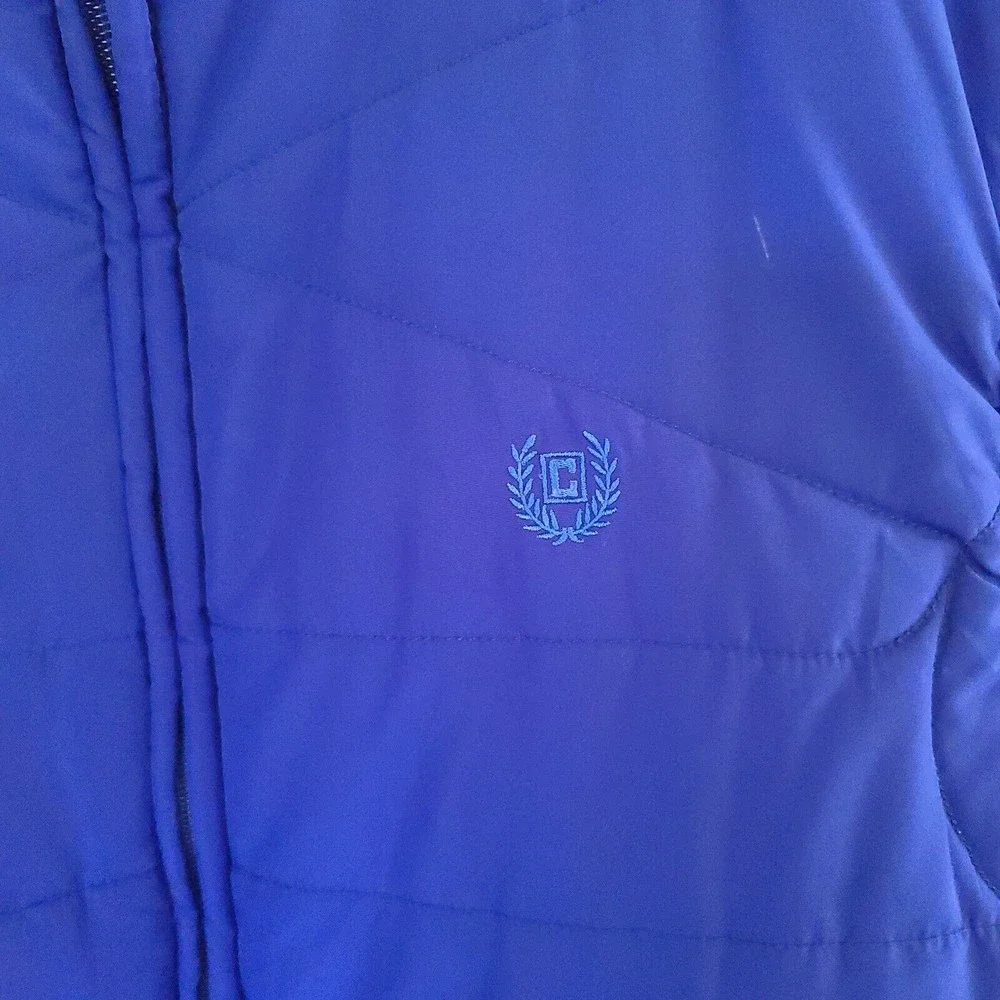Chaps Quilted Puffer Zip-Up Vest Jacket Men's LG Sleeveless Blue Mock Neck